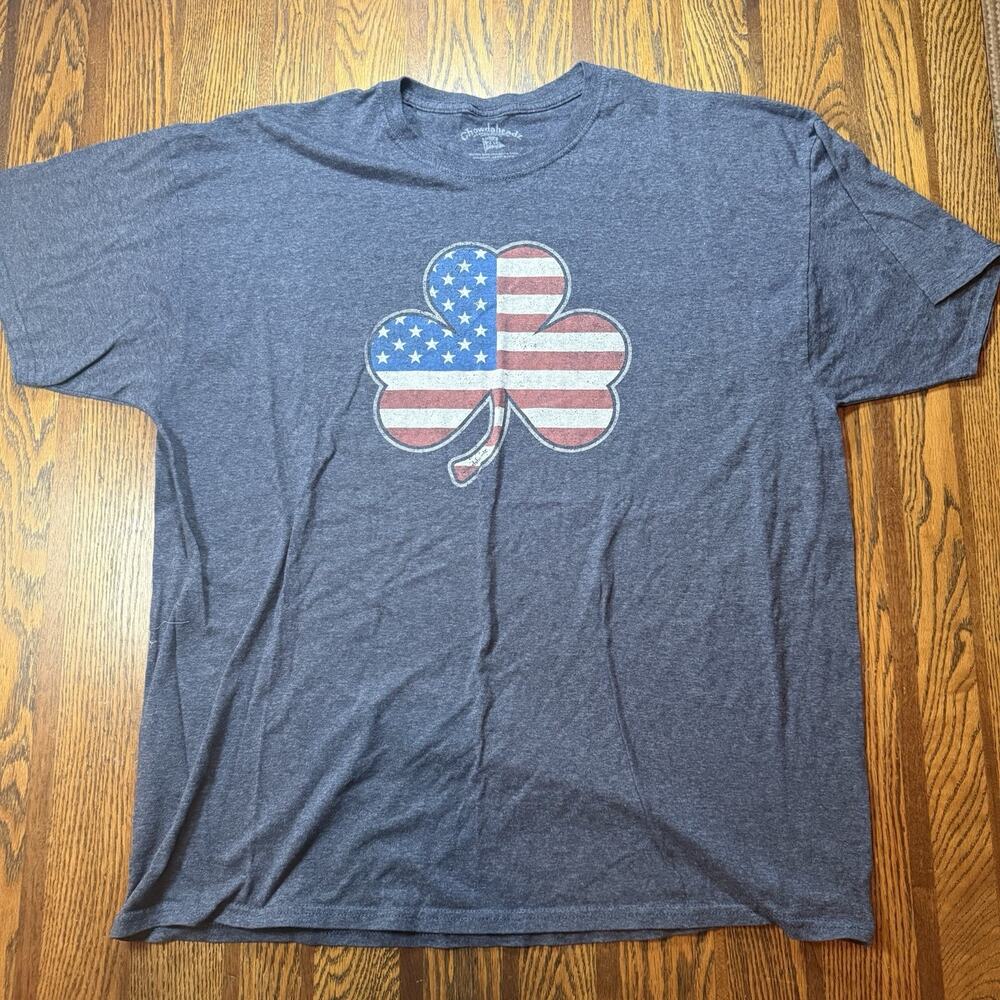 Chowdaheadz Men’s Shamrock Stats And Stripes T-Shirt Blue/Gray Size 2XL